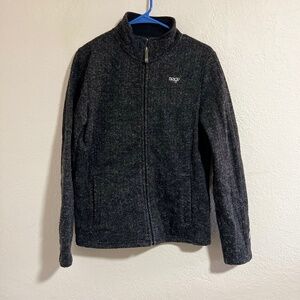 Orage Ski Softshell Jacket Full Zip Mock Neck Pockets Fleece Lined Gray Large